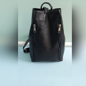 Black leather bucket bag